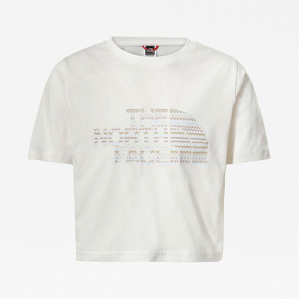 The North Face Easy Cropped Κορίτσια T Shirt - Ασπρα (ARCO10637)